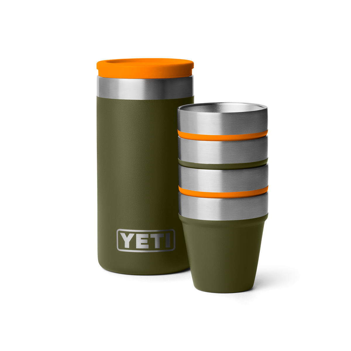 Yeti Shot Glasses & Case - Olive/King Crab Orange