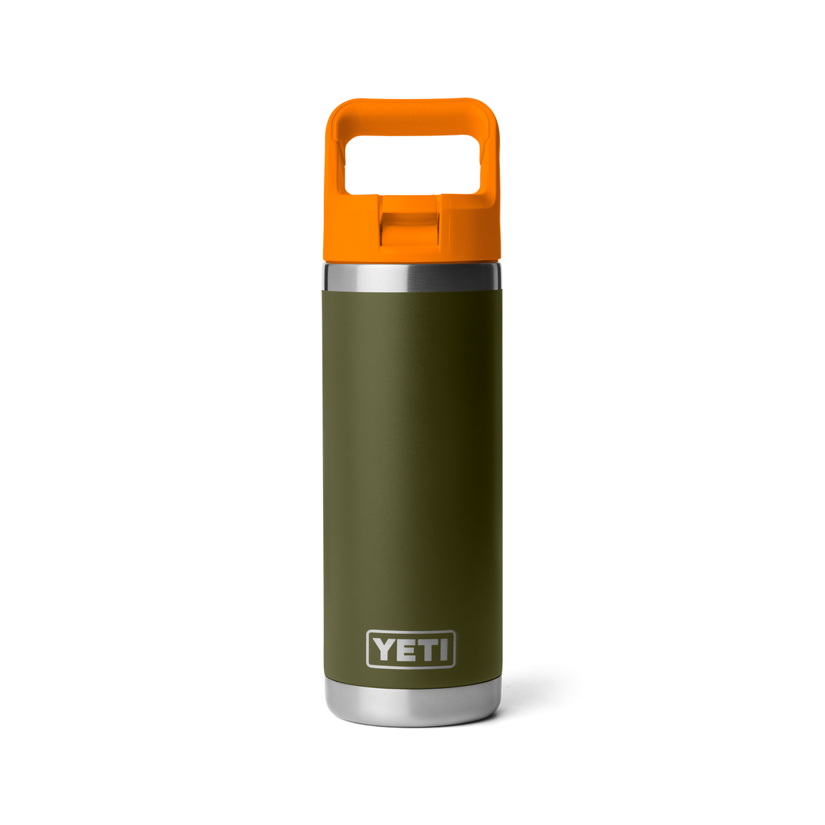 Rambler 18 Oz Colour Straw Bottle - Olive/King Crab Orange