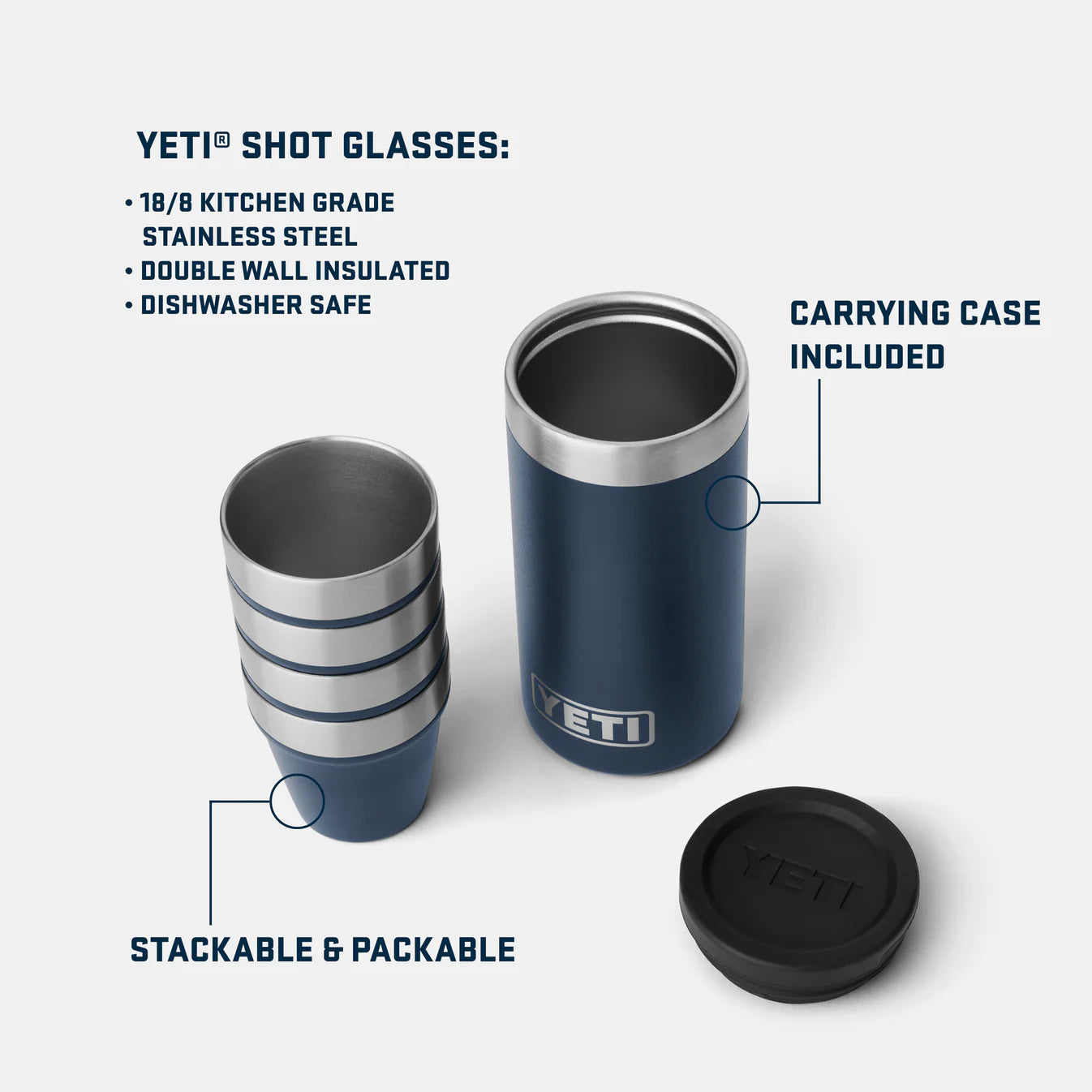 Yeti Shot Glasses & Case - White