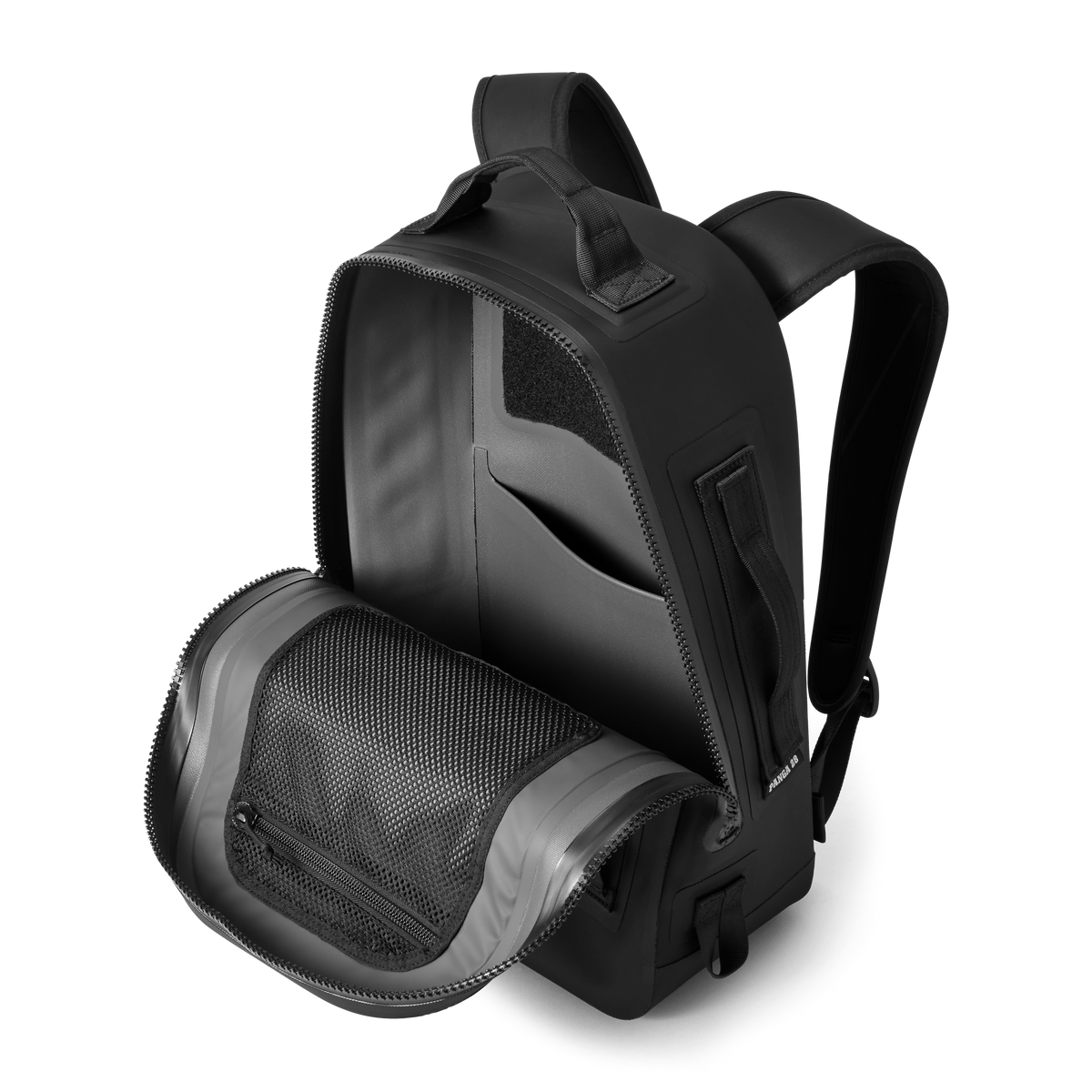 YETI Panga Submersible Backpack 28L Black - three-quarter open