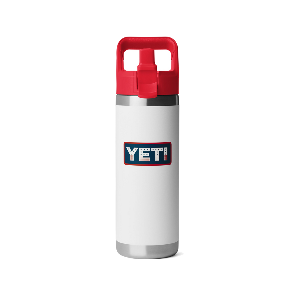 Rambler 18 Oz Colour Straw Bottle - White/Rescue Red/Badge