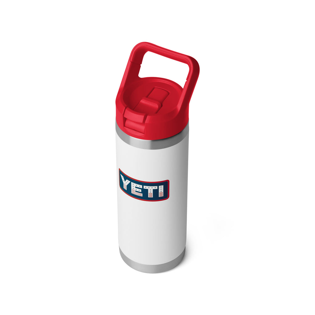 Rambler 18 Oz Colour Straw Bottle - White/Rescue Red/Badge