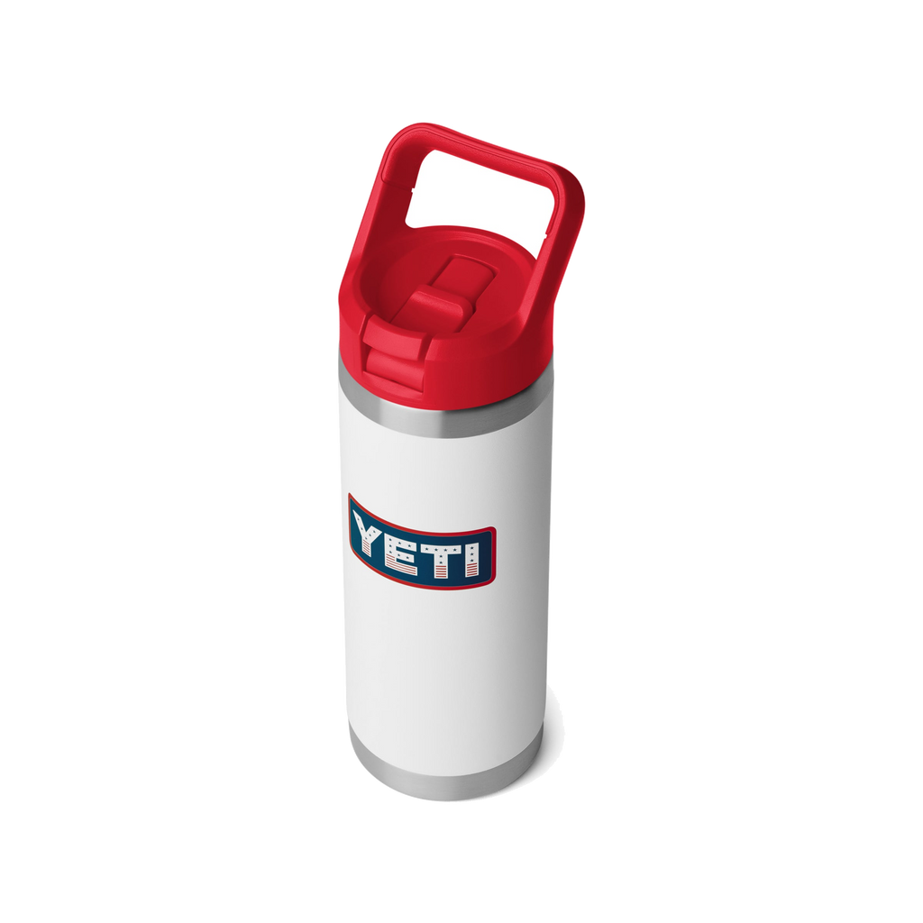 Rambler 18 Oz Colour Straw Bottle - White/Rescue Red/Badge