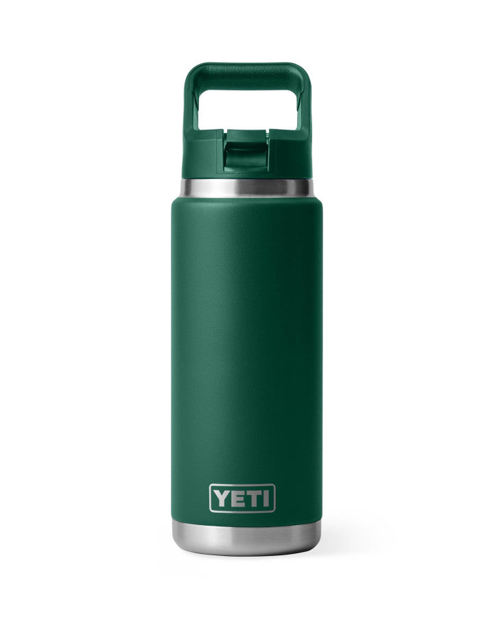 Rambler 26 OZ Colour Straw Bottle - Black Forest Green
